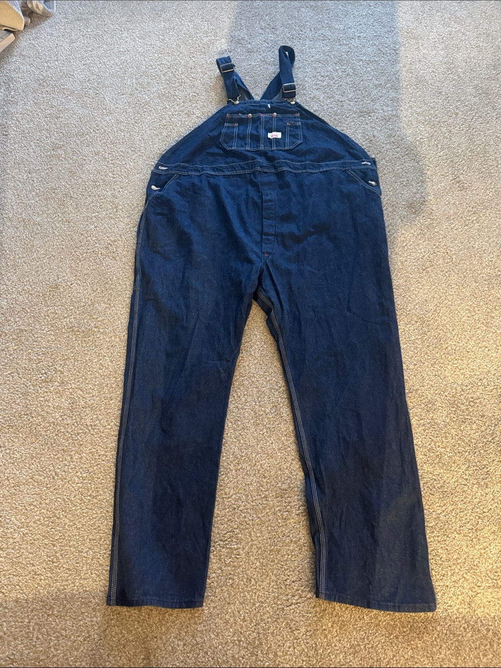 Round House 58x34 Denim Bib Overalls Made USA Big Tall Workwear Carpenter